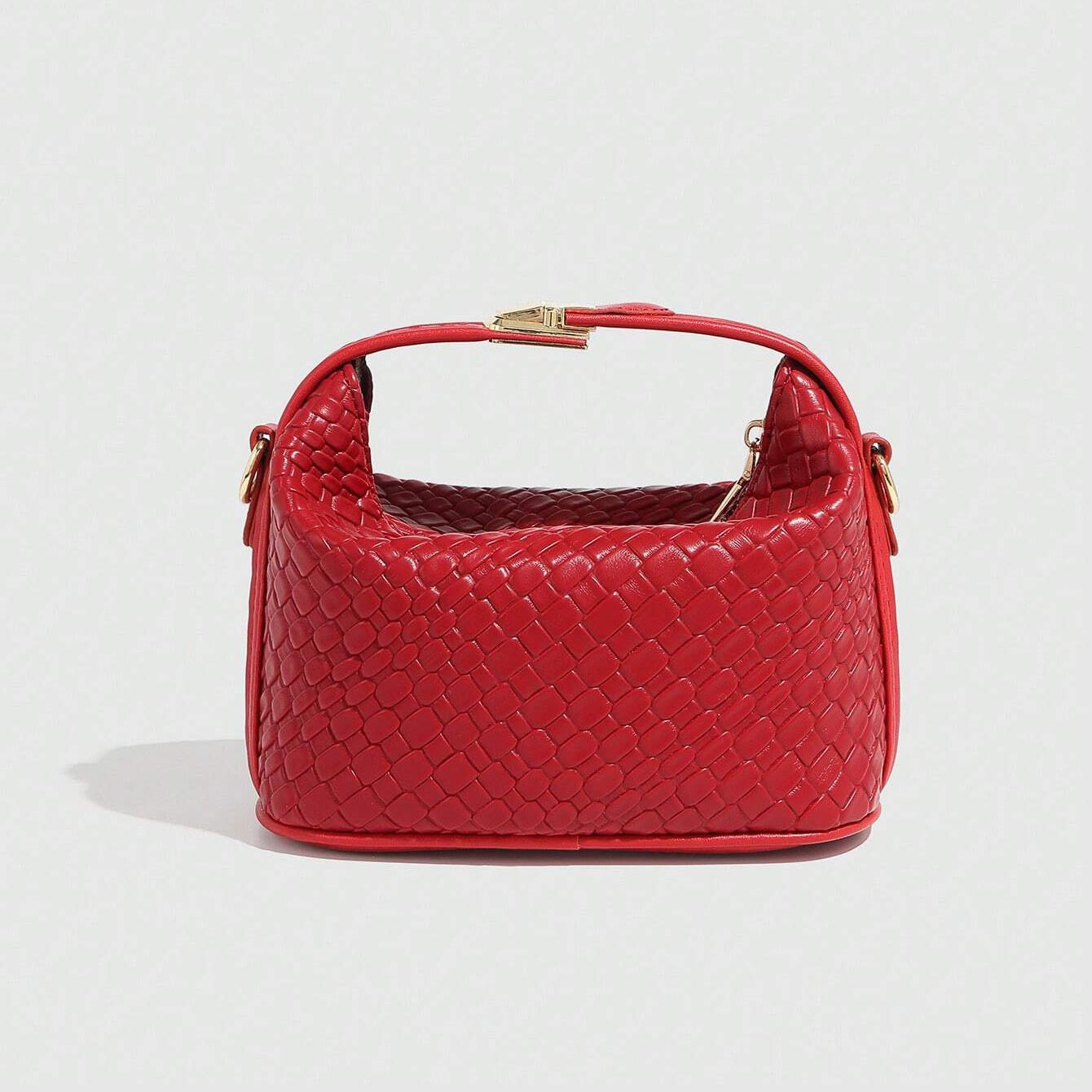 Textured Satchel Shoulder Crossbody Purse | Versatile Women’s Mini Handbag in Genuine Woven Leather